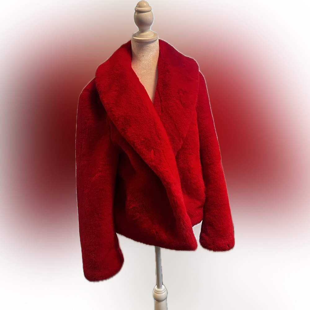 INC International Concepts Vibrant Red Teddy Jacket